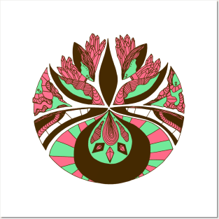 Pink Mint Abstract Motif Posters and Art